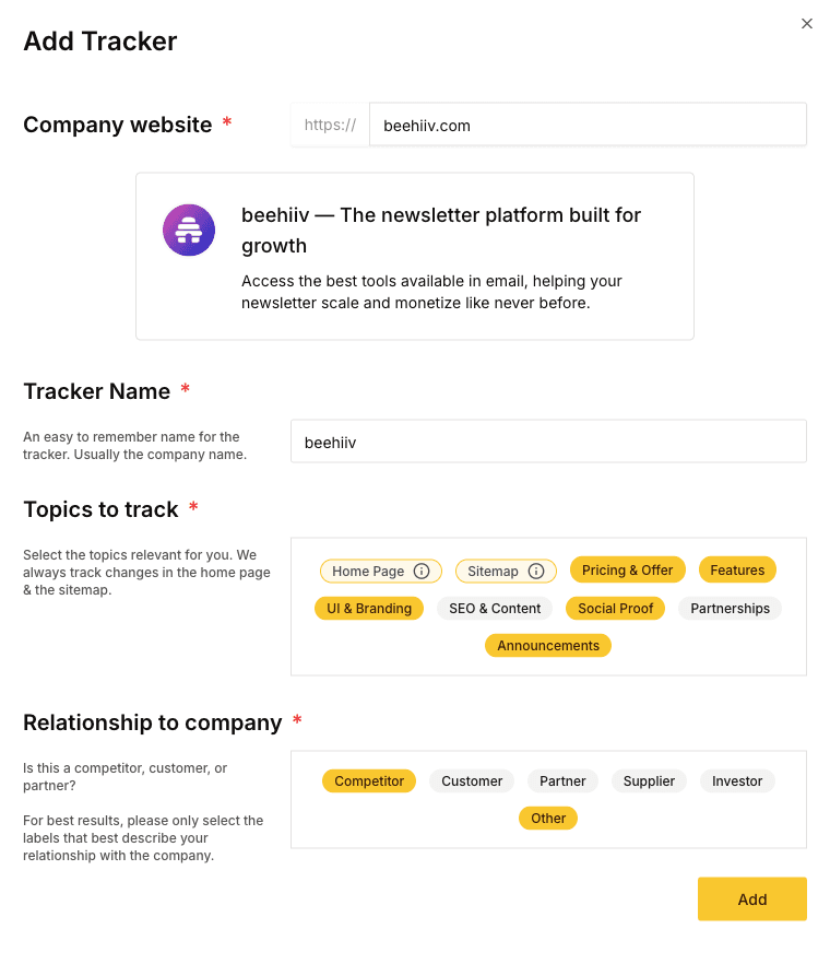 Add tracker